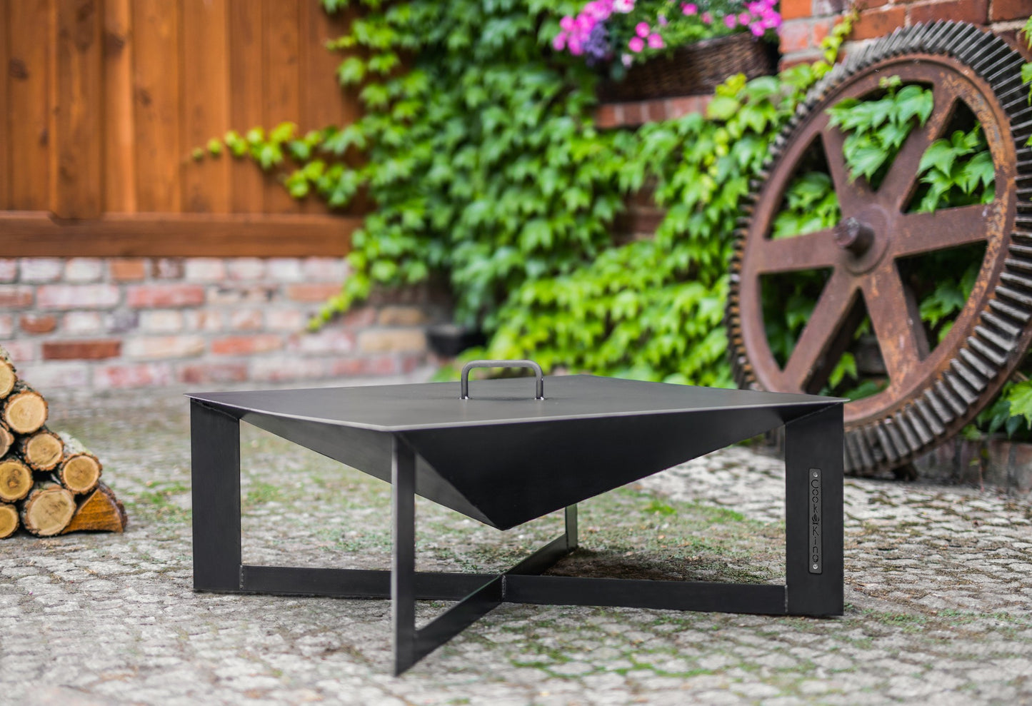 Natural Steel Fire Bowl Lid with Rim